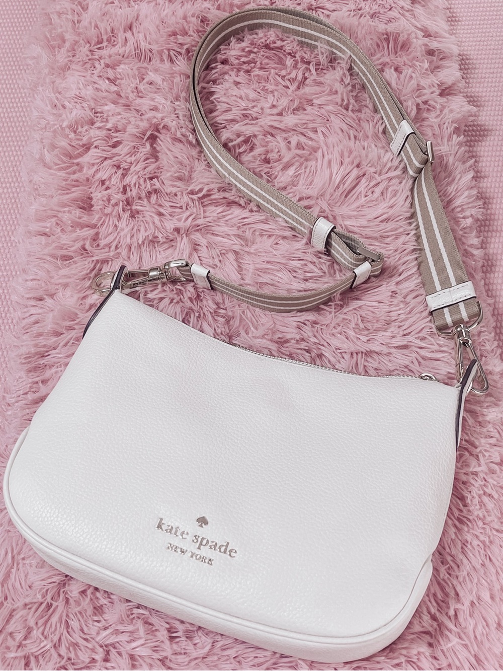 Kate Spade Soft Ivory Pebbled Leather Crossbody Bag